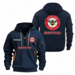 Casual Sports Hoodie Half Zipper, Modern Logo Detail Printing EPL104 - Navy