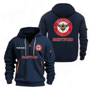 Casual Sports Hoodie Half Zipper, Modern Logo Detail Printing EPL104 - Navy