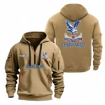 Street-Style Hoodie Half Zipper, Modern Sports Logo EPL104 - Khaki