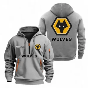 Athletic Half-Zip Hoodie, Team-Style Logo Print Hoodie Gift For Football Fans EPL104 - Grey