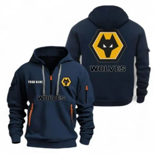 Fan Gift Hoodie Half Zipper, Sports-Inspired Logo Design EPL104 - Navy