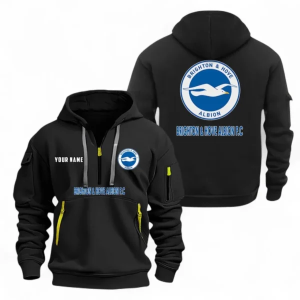 Lightweight Sports Hoodie Half Zipper, Unique Logo Print EPL104 - Black