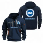 Street-Style Hoodie Half Zipper, Modern Sports Logo EPL104 - Navy