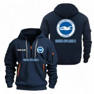 Street-Style Hoodie Half Zipper, Modern Sports Logo EPL104 - Navy
