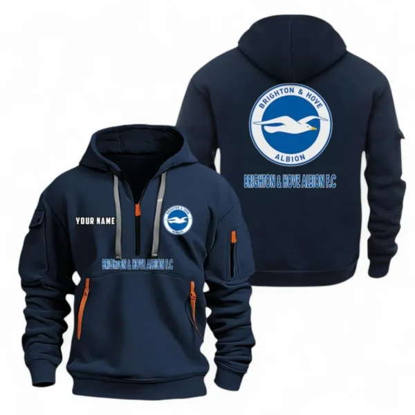 Street-Style Hoodie Half Zipper, Modern Sports Logo EPL104 - Navy