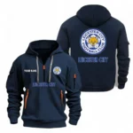 Casual Sports Hoodie Half Zipper, Modern Logo Detail Printing EPL104 - Navy