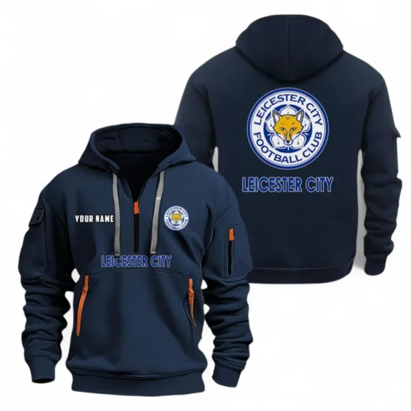 Casual Sports Hoodie Half Zipper, Modern Logo Detail Printing EPL104 - Navy