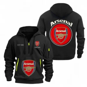 Everyday Hoodie Half Zipper, Athletic-Inspired Logo EPL110 - Black