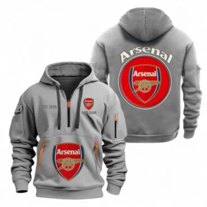 Lightweight Sports Hoodie Half Zipper, Unique Logo Print EPL110 - Grey