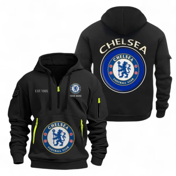Training Hoodie Half Zipper, Fan-Friendly Logo Design EPL110 - Black