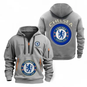 Athletic Half-Zip Hoodie, Team-Style Logo Print Hoodie Gift For Football Fans EPL110 - Grey