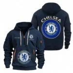 Fan Gift Hoodie Half Zipper, Sports-Inspired Logo Design EPL110 - Navy