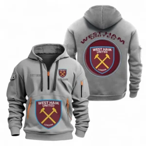 Lightweight Sports Hoodie Half Zipper, Unique Logo Print EPL110 - Grey