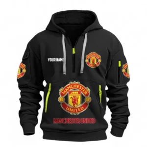 Lightweight Sports Hoodie Half Zipper, Unique Logo Print EPL116 - Black