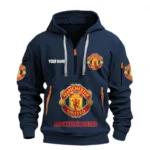 Street-Style Hoodie Half Zipper, Modern Sports Logo EPL116 - Navy
