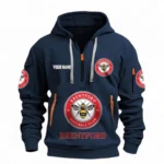 Casual Sports Hoodie Half Zipper, Modern Logo Detail Printing EPL116 - Navy