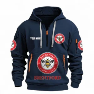 Casual Sports Hoodie Half Zipper, Modern Logo Detail Printing EPL116 - Navy