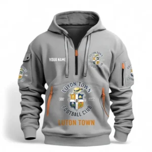 Athletic Half-Zip Hoodie, Team-Style Logo Print Hoodie Gift For Football Fans EPL116 - Grey