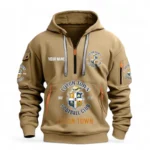 Casual Sports Hoodie Half Zipper, Modern Logo Detail Printing EPL116 - Khaki