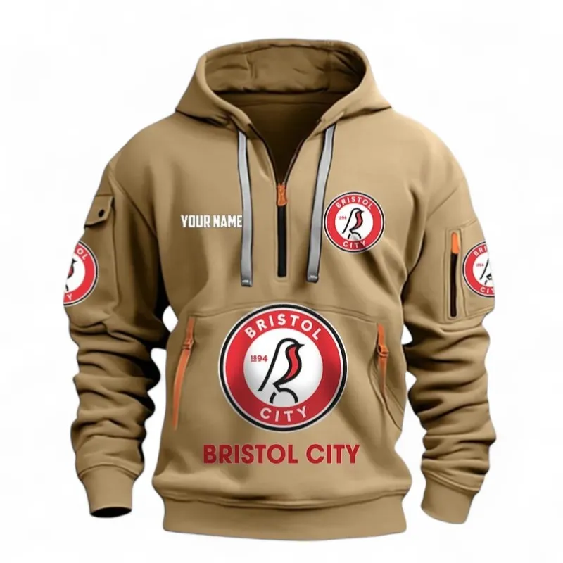 Performance Hoodie Half Zipper, Fan Edition Logo EPL116 - Khaki