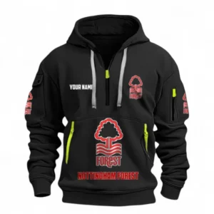 Everyday Hoodie Half Zipper, Athletic-Inspired Logo EPL116 - Black