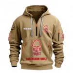 Street-Style Hoodie Half Zipper, Modern Sports Logo EPL116 - Khaki