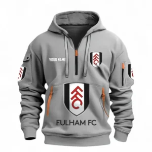 Athletic Half-Zip Hoodie, Team-Style Logo Print Hoodie Gift For Football Fans EPL116 - Grey
