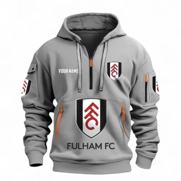 Athletic Half-Zip Hoodie, Team-Style Logo Print Hoodie Gift For Football Fans EPL116 - Grey