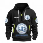 Lightweight Sports Hoodie Half Zipper, Unique Logo Print EPL116 - Black