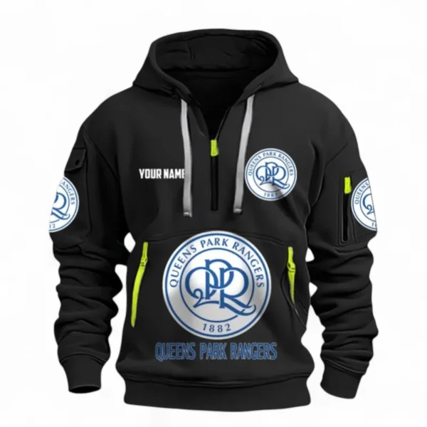 Lightweight Sports Hoodie Half Zipper, Unique Logo Print EPL116 - Black