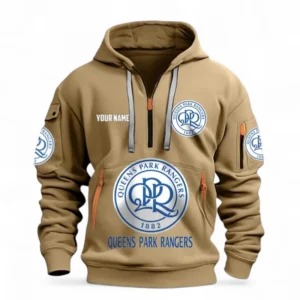 Fan Gift Hoodie Half Zipper, Sports-Inspired Logo Design EPL116 - Khaki
