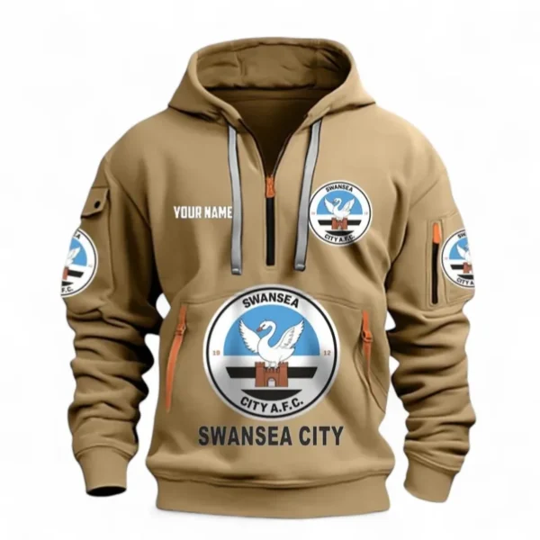 Performance Hoodie Half Zipper, Fan Edition Logo EPL116 - Khaki