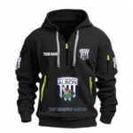 Everyday Hoodie Half Zipper, Athletic-Inspired Logo EPL116 - Black