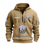 Street-Style Hoodie Half Zipper, Modern Sports Logo EPL116 - Khaki