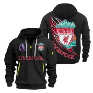 Everyday Hoodie Half Zipper, Athletic-Inspired Logo EPL270 - Black
