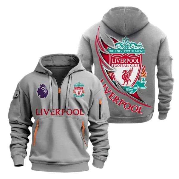 Outdoor Half-Zip Hoodie, Team Spirit Logo Design EPL270 - Gray