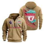 Lightweight Sports Hoodie Half Zipper, Unique Logo Print EPL270 - Khaki
