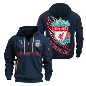 Street-Style Hoodie Half Zipper, Modern Sports Logo EPL270 - Navy