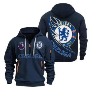 Casual Sports Hoodie Half Zipper, Modern Logo Detail Printing EPL270 - Navy