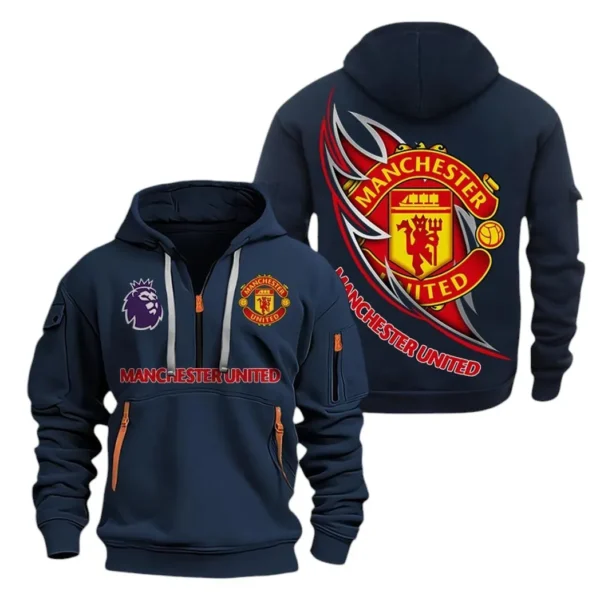 Outdoor Half-Zip Hoodie, Team Spirit Logo Design EPL270 - Navy