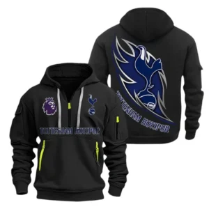 Athletic Half-Zip Hoodie, Team-Style Logo Print Hoodie Gift For Football Fans EPL270 - Black