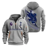 Casual Sports Hoodie Half Zipper, Modern Logo Detail Printing EPL270 - Gray