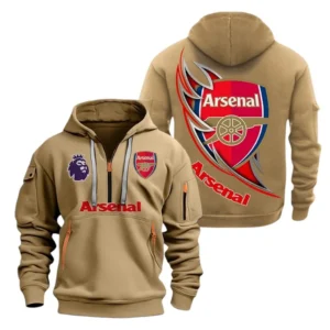 Lightweight Sports Hoodie Half Zipper, Unique Logo Print EPL270 - Khaki