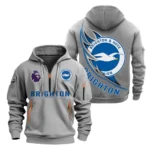 Fan Gift Hoodie Half Zipper, Sports-Inspired Logo Design EPL270 - Gray
