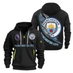 Lightweight Sports Hoodie Half Zipper, Unique Logo Print EPL270 - Black