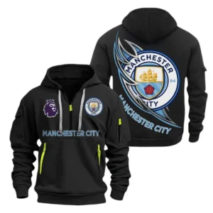 Lightweight Sports Hoodie Half Zipper, Unique Logo Print EPL270 - Black