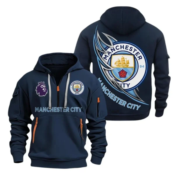 Fan Gift Hoodie Half Zipper, Sports-Inspired Logo Design EPL270 - Navy
