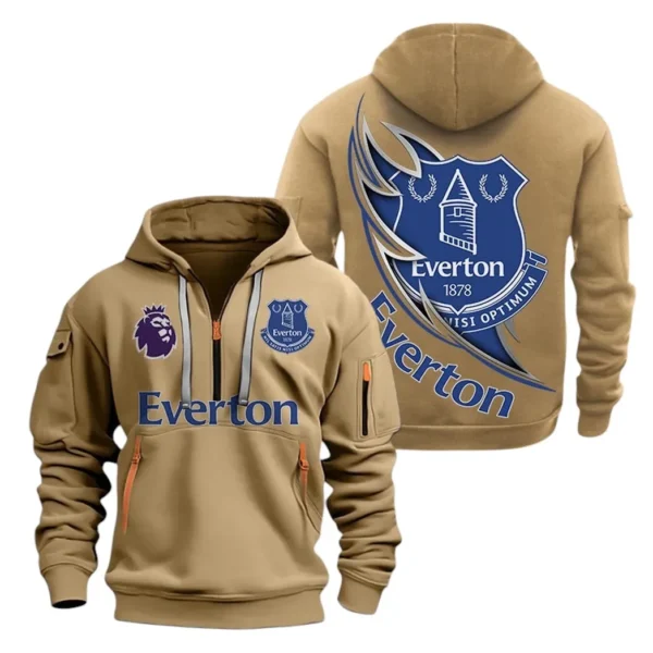 Everyday Hoodie Half Zipper, Athletic-Inspired Logo EPL270 - Khaki