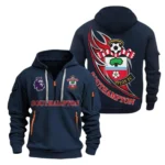 Street-Style Hoodie Half Zipper, Modern Sports Logo EPL270 - Navy
