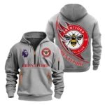Fan Gift Hoodie Half Zipper, Sports-Inspired Logo Design EPL270 - Gray